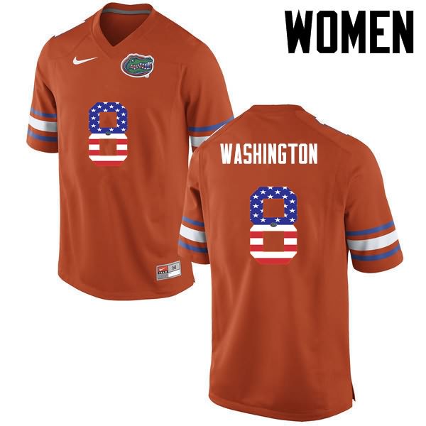 NCAA Florida Gators Nick Washington Women's #8 USA Flag Fashion Nike Orange Stitched Authentic College Football Jersey MDW7364UK